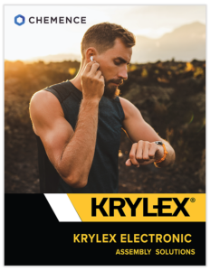 Krylex Electronic Assembly Catalog Image of man using earbuds and checking his watch