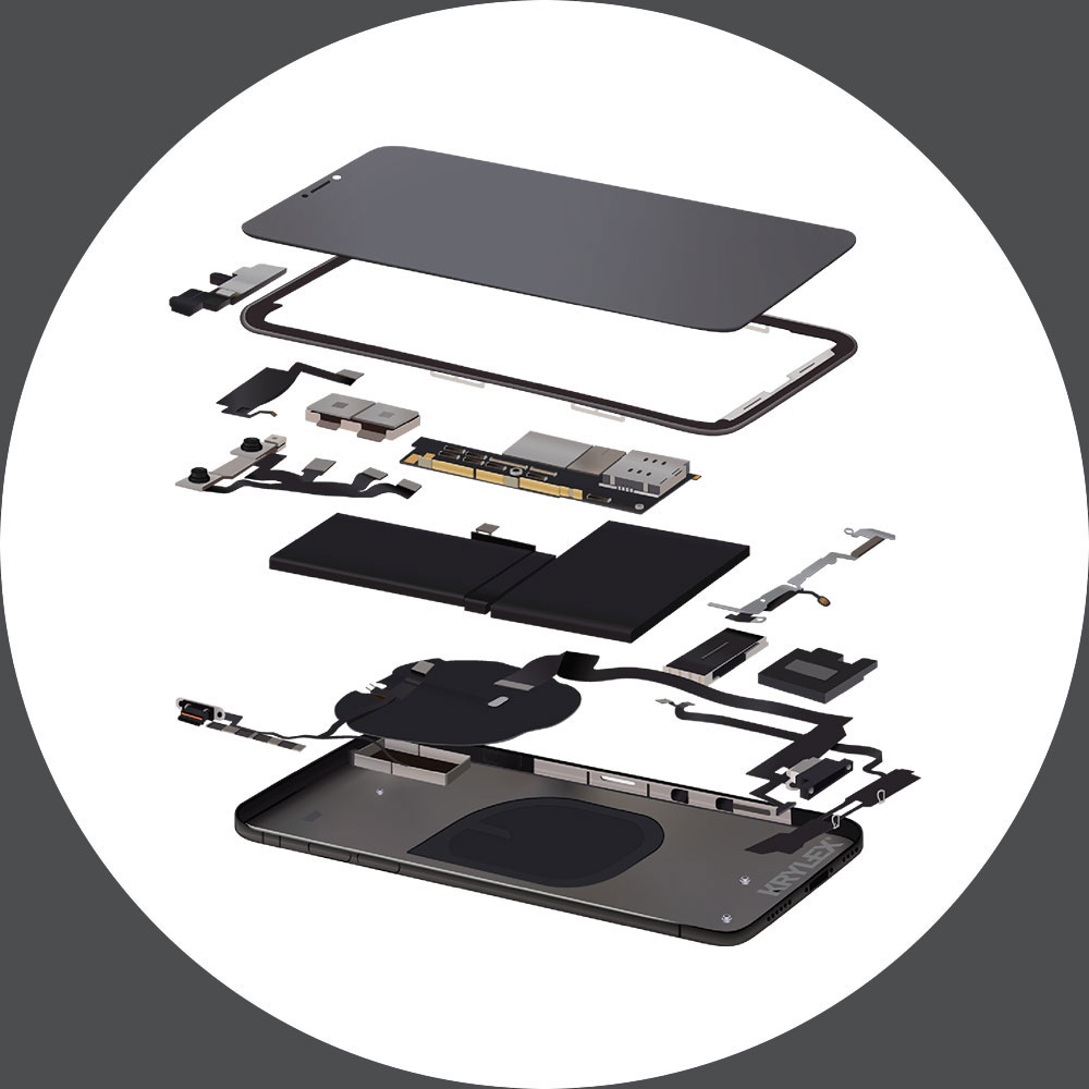 Exploded view of smart phone