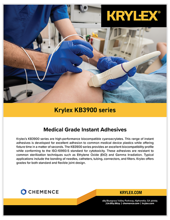 Krylex KB3900 adhesives showing medical imaging device being used on patients knee